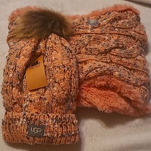 Pink Ugg hat and scarf